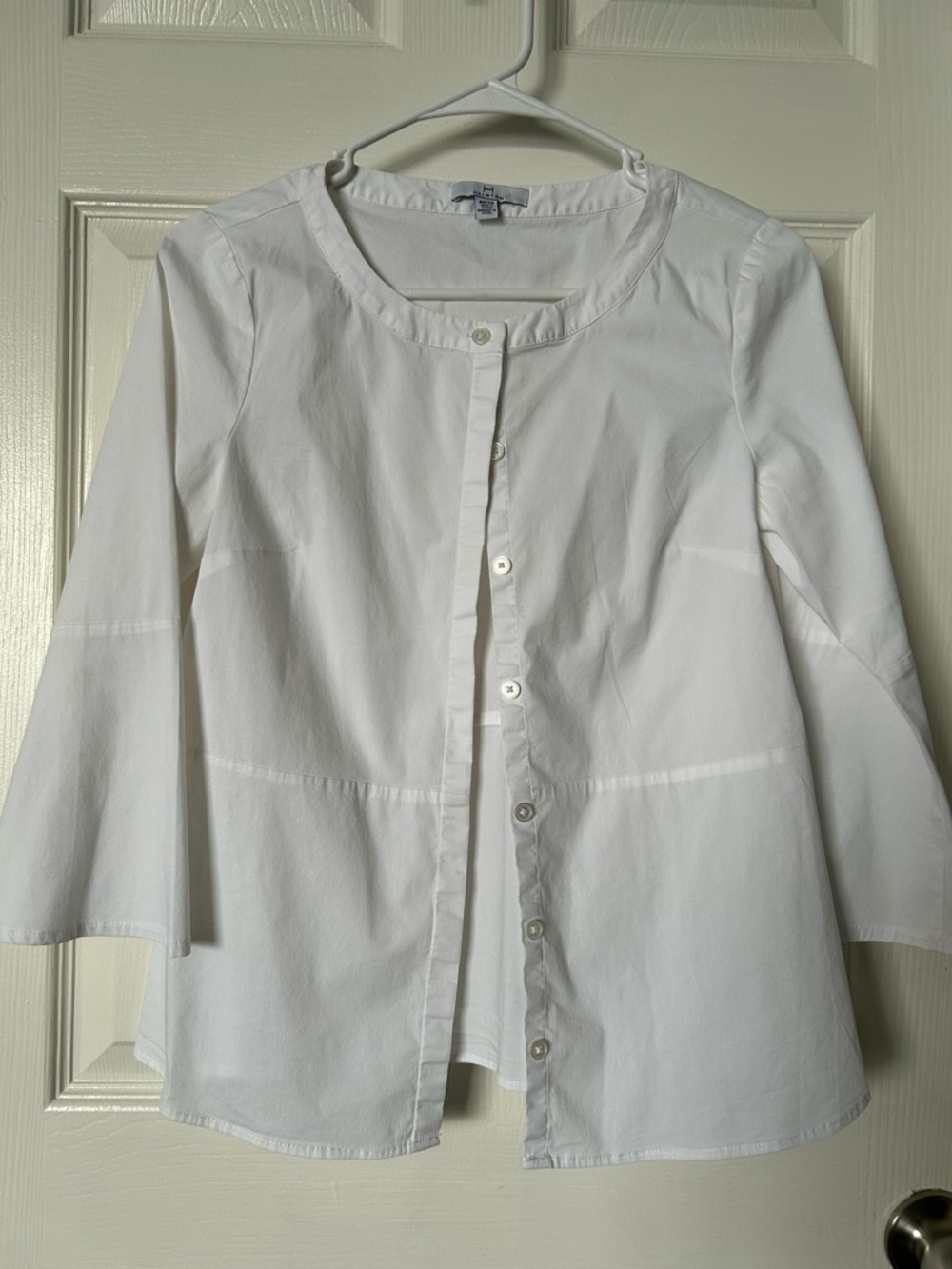 White Button-Front Peplum Blouse